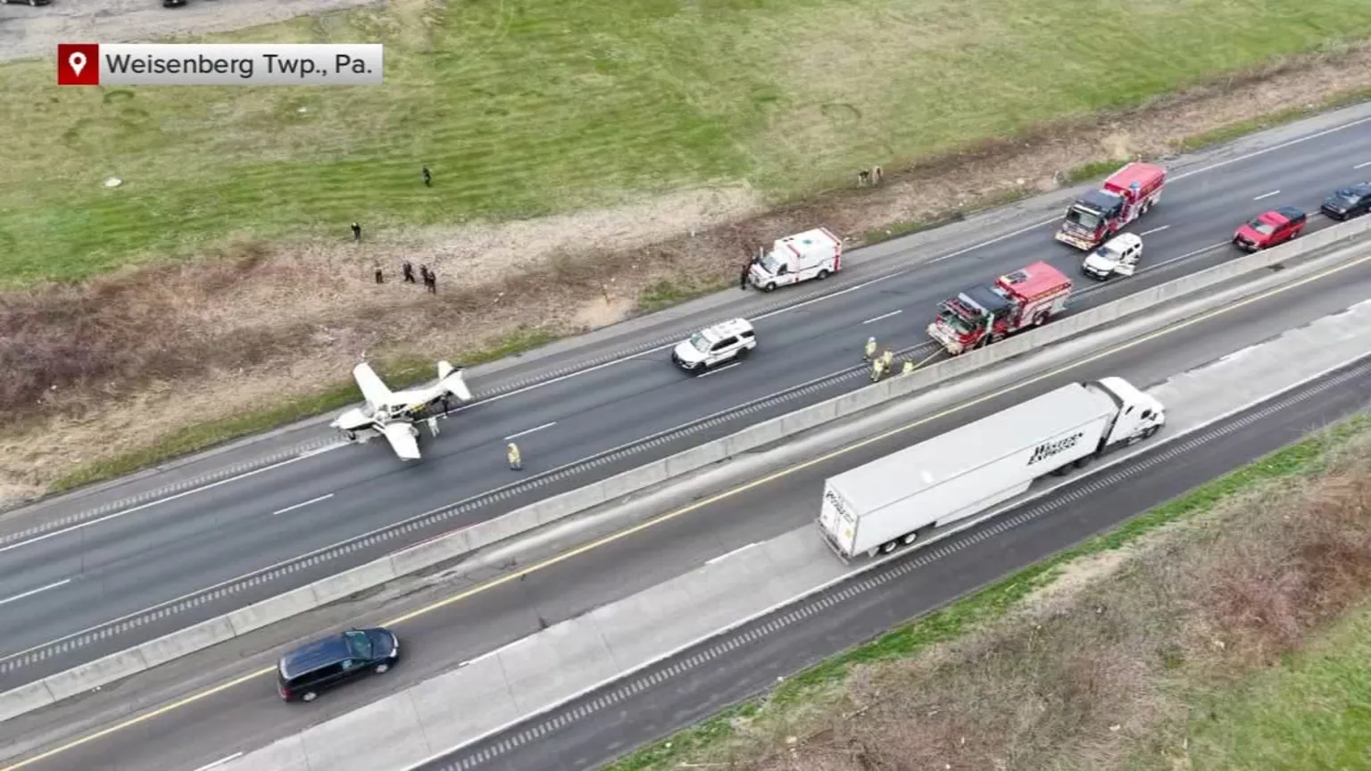 Archived image accompanying: Small Plane Makes Emergency Landing on I-78 in Pennsylvania, No Injuries