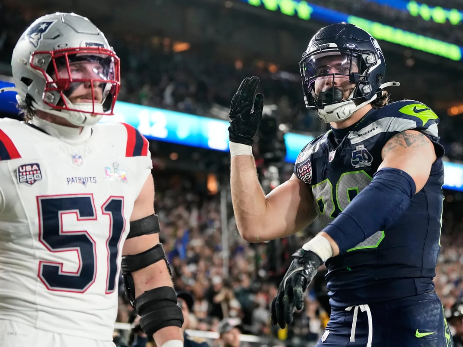 Archived image accompanying: Seattle Seahawks Dominate Patriots 29-13 to Win Super Bowl 60 with Strong Defense