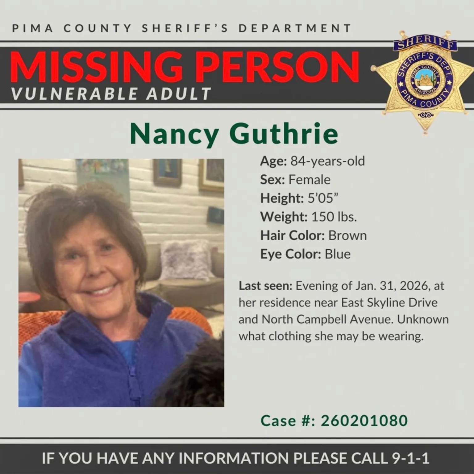 Archived image accompanying: FBI Seizes SUV in Search for Missing Nancy Guthrie, Offers $50K Reward