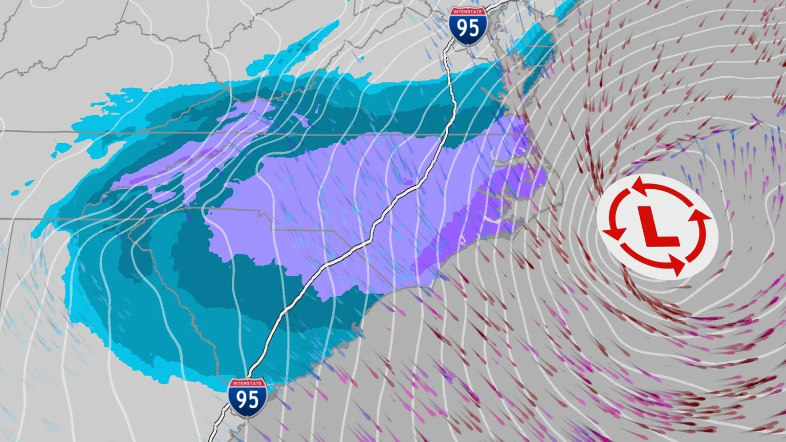 Archived image accompanying: Nor’easter Threatens Southeast with Up to 16 Inches Snow, Hurricane-Force Winds