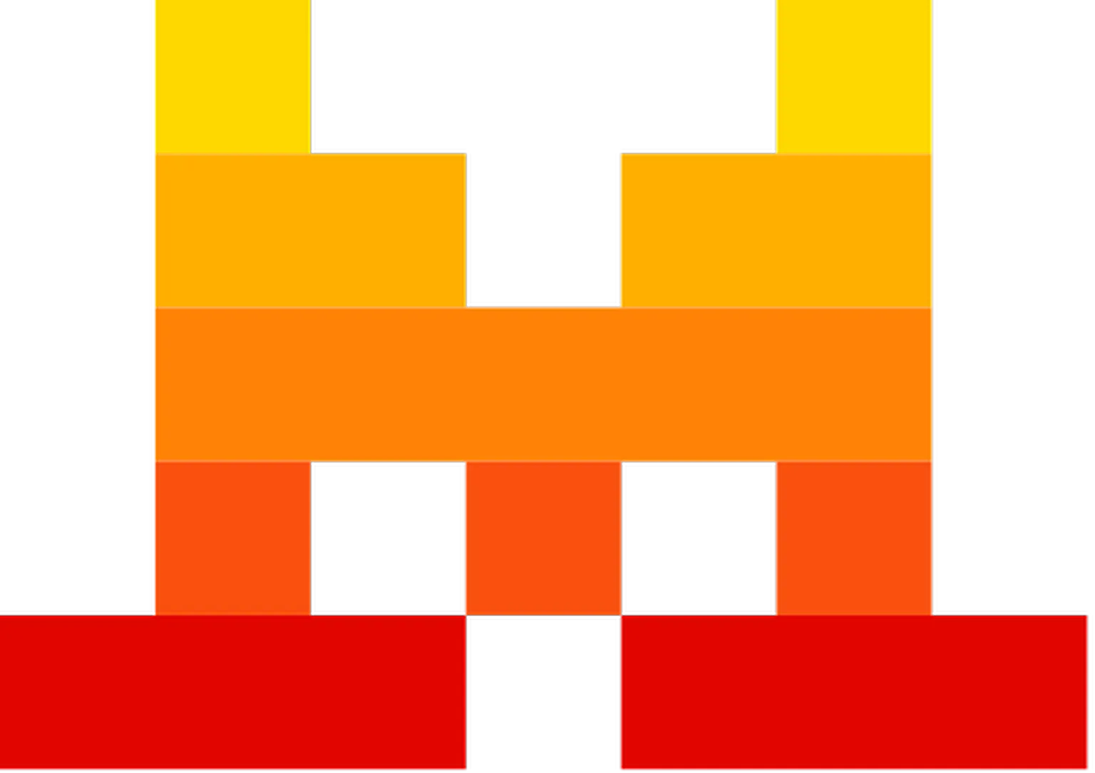 Mistral AI’s blocky yellow, orange and red geometric logo on a transparent background.