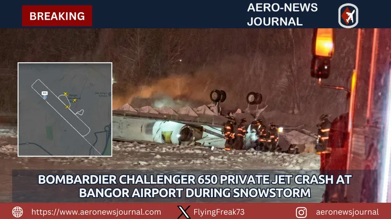 Archived image accompanying: Bombardier Challenger Jet Crashes at Bangor Airport Amid Severe Winter Storm