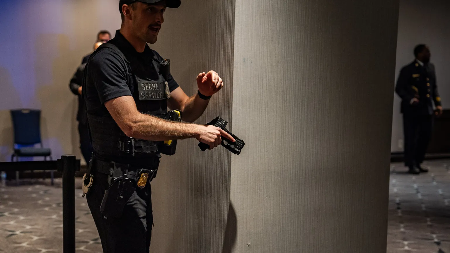 Archived image accompanying: New Footage Reveals Secret Service Stopped Gunman Near Trump at Hilton