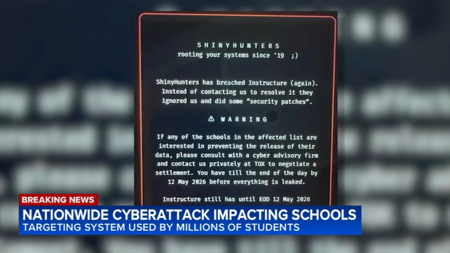 Archived image accompanying: ShinyHunters Cyberattack Disrupts Canvas Finals at 9,000 Schools Worldwide